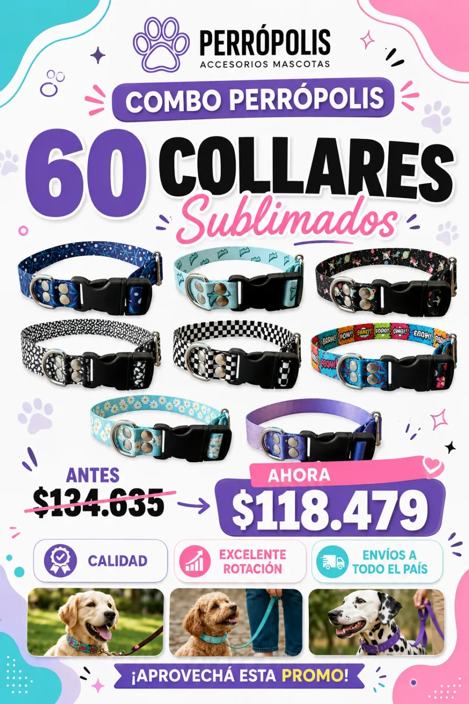 COMBO 5 SUBLIMADO - FULL COLLARES SUBLIMADOS